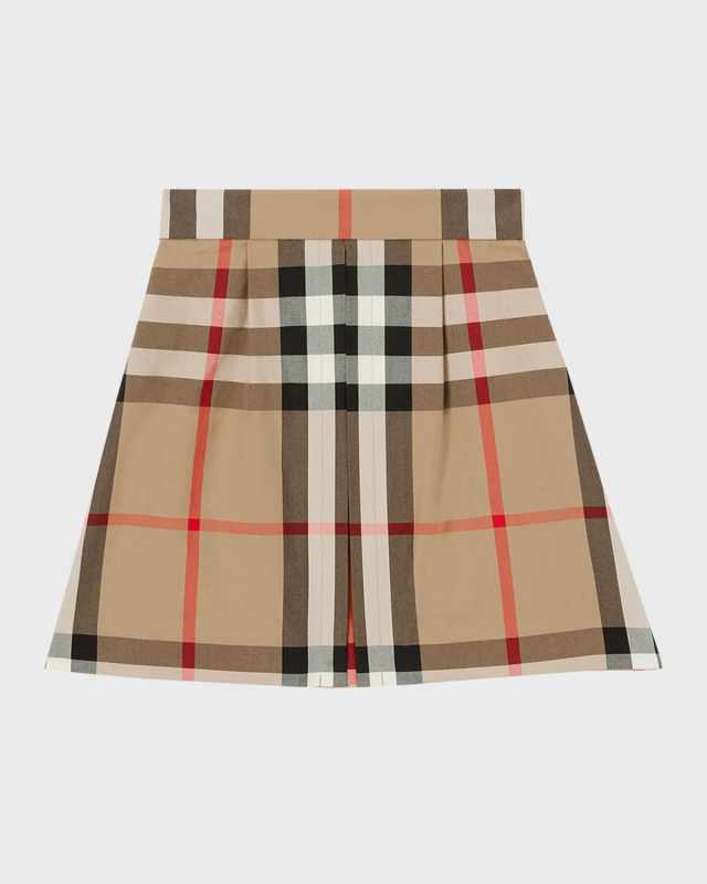 Girl's Anjelica Check-Print Pleated Skirt, Size 4-12